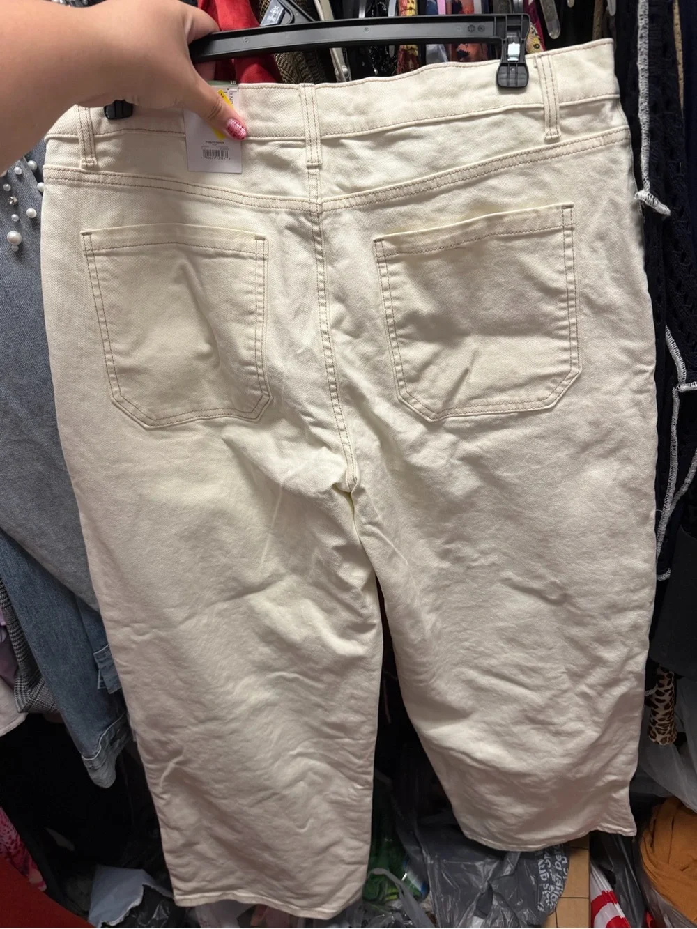 Terra & Sky Cream Women's Cargo Jeans